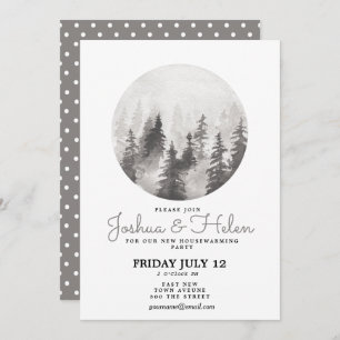 Invitation fête de chauffage nouvelle maison dans les montagn