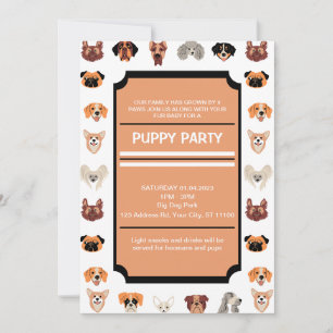 Invitation Fête de chiots, Fête d'un nouveau chiot, Anniversa