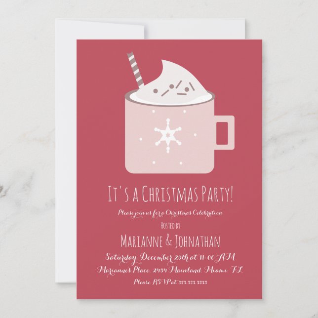 Invitation Fête de Chocolat Chaud de Noël (Devant)
