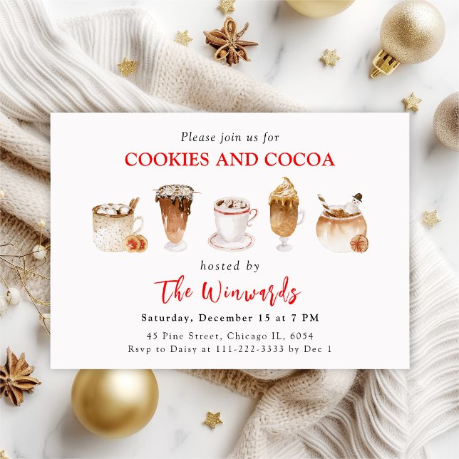 Invitation Fête de Chocolat Chaud de Noël et de Biscuits (Créateur téléchargé)