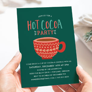 Invitation Fête de Chocolat Chaud Mignon Vacances de Noël