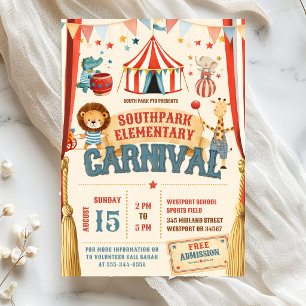 Invitation Fête de cirque de levée de fonds scolaire