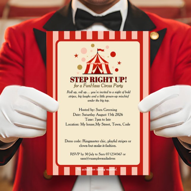 Invitation Fête de cirque FunHaus sous le grand chapiteau (Créateur téléchargé)
