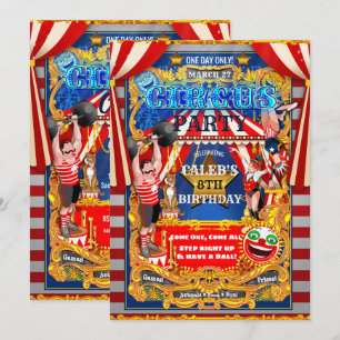 Invitation FÊTE DE CIRQUE Grand Chapiteau Anniversaire Vintag