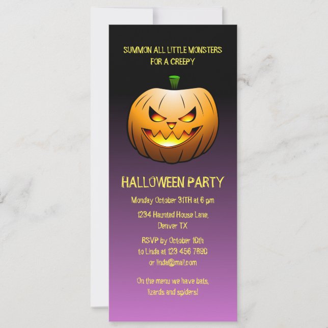 Invitation Fête de citrouille d'Halloween (Devant)