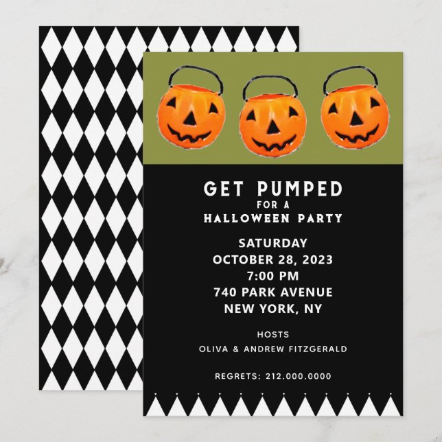 Invitation Fête de citrouilles d'Halloween  (Devant / Derrière)