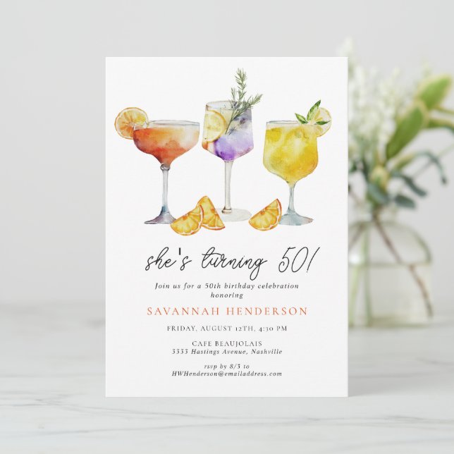 Invitation Fête de cocktail amusante pour 50 ans  (Debout devant)