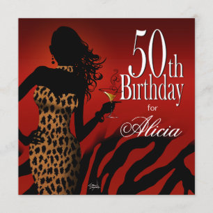 Invitation Fête de cocktail Bombshell Léopard pour 50e annive