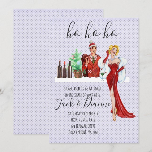 Invitation Fête de Cocktail de Fêtes (Devant / Derrière)