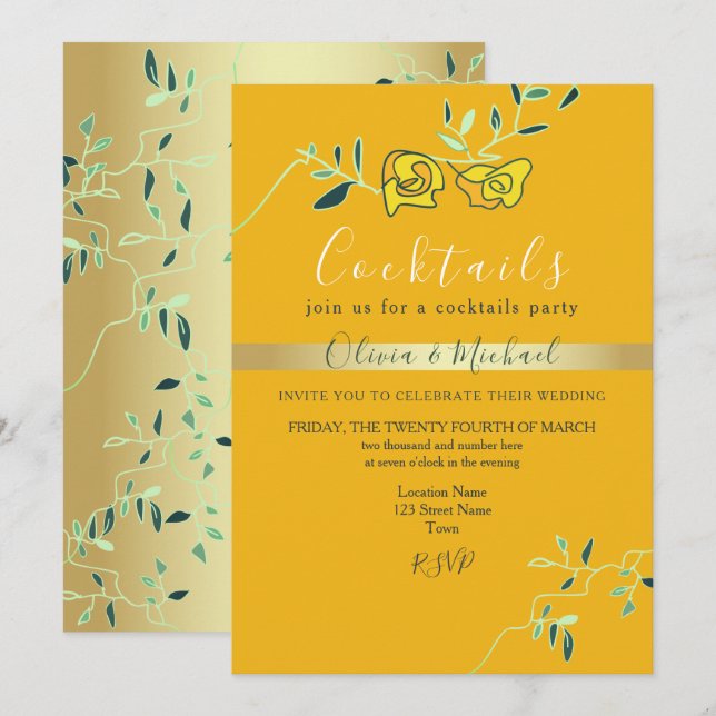 Invitation Fête de Cocktail de Mariage (Devant / Derrière)