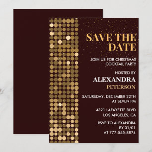 Invitation Fête de cocktail de Noël à retenir date Or