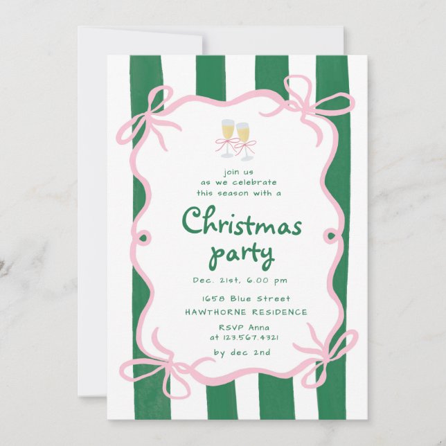 Invitation Fête de Cocktail de Noël au Cadre Fantaisiste (Devant)