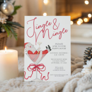 Invitation Fête de cocktail de Noël au Père Noël aquarelle