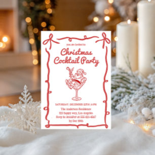 Invitation Fête de cocktail de Noël au Père Noël rétro       