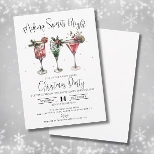 Invitation Fête de Cocktail de Noël avec des esprits brillant