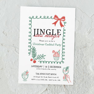 Invitation Fête de cocktail de Noël avec des tintements et de