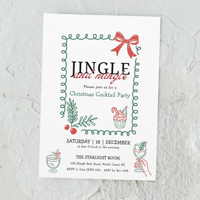 Invitation Fête de cocktail de Noël avec des tintements et de (Créateur téléchargé)