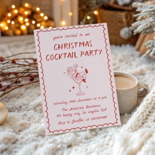 Invitation Fête de cocktail de Noël avec le Père Noël vintage