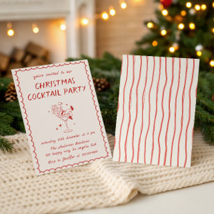 Invitation Fête de cocktail de Noël avec le Père Noël vintage