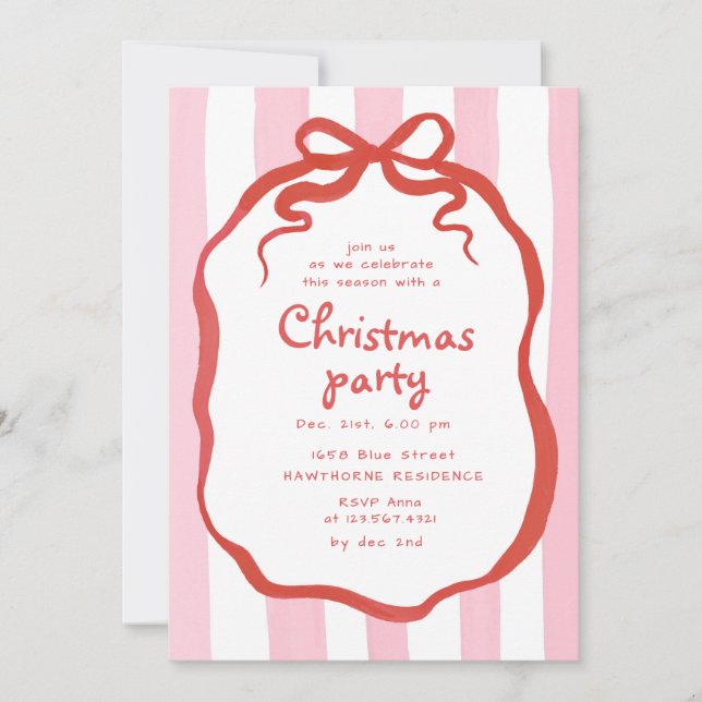 Invitation Fête de Cocktail de Noël avec un Arc Fantaisiste (Devant)