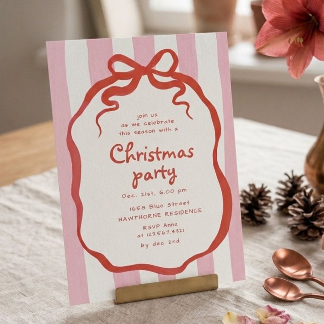 Invitation Fête de Cocktail de Noël avec un Arc Fantaisiste (Créateur téléchargé)