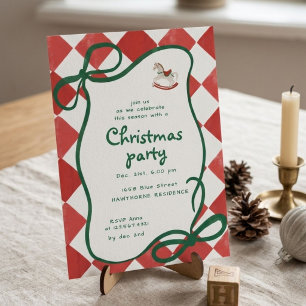 Invitation Fête de cocktail de Noël Cheval à bascule fantaisi