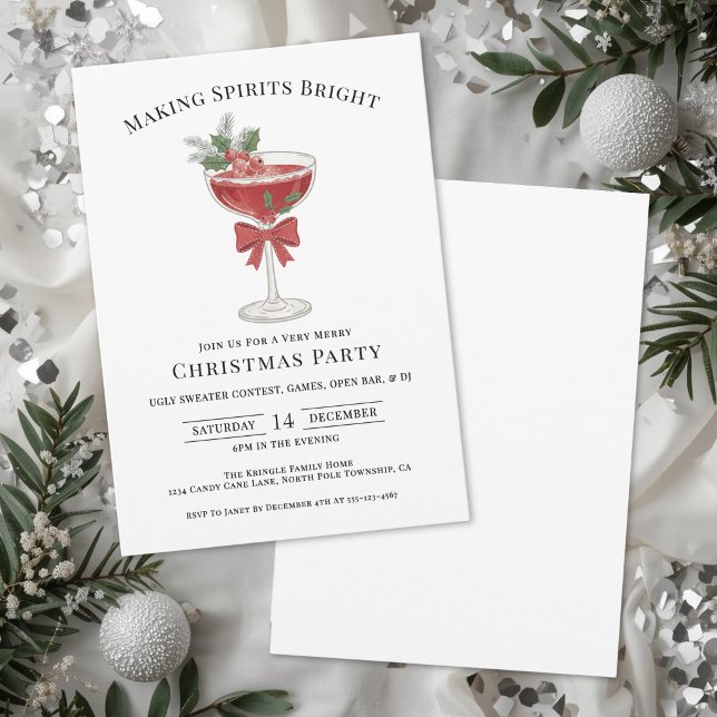 Invitation Fête de Cocktail de Noël Élégante et Festive (Elegant Festive Christmas Cocktail Party Invitation)