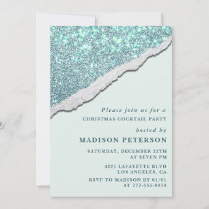 Invitation Fête de cocktail de Noël élégante Glamour Paillet