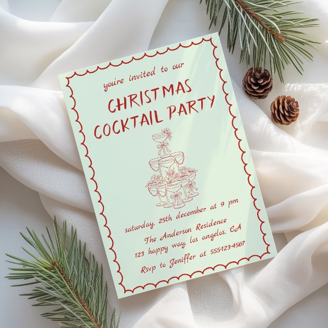 Invitation Fête de cocktail de Noël élégante vintage (Créateur téléchargé)