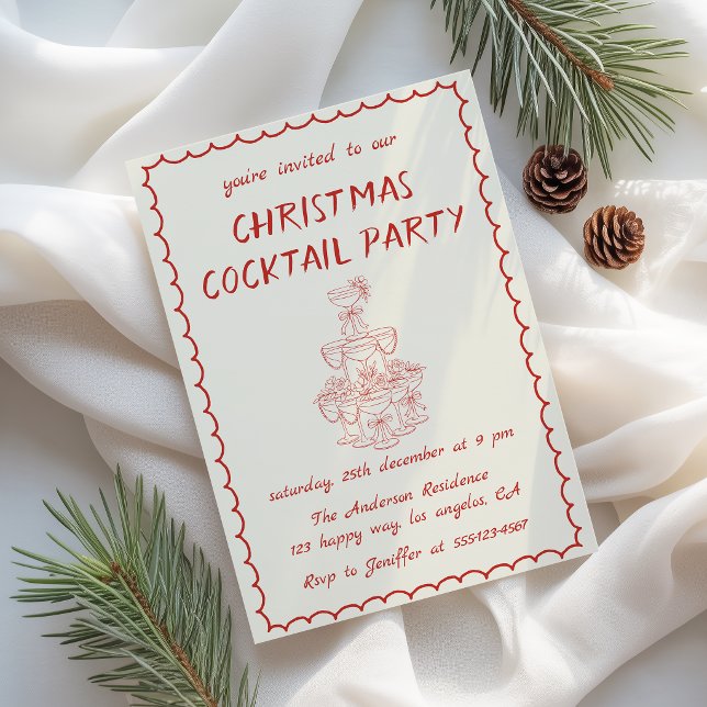 Invitation Fête de cocktail de Noël élégante vintage (Créateur téléchargé)