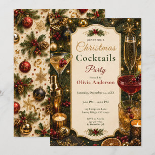 Invitation Fête de Cocktail de Noël Festive