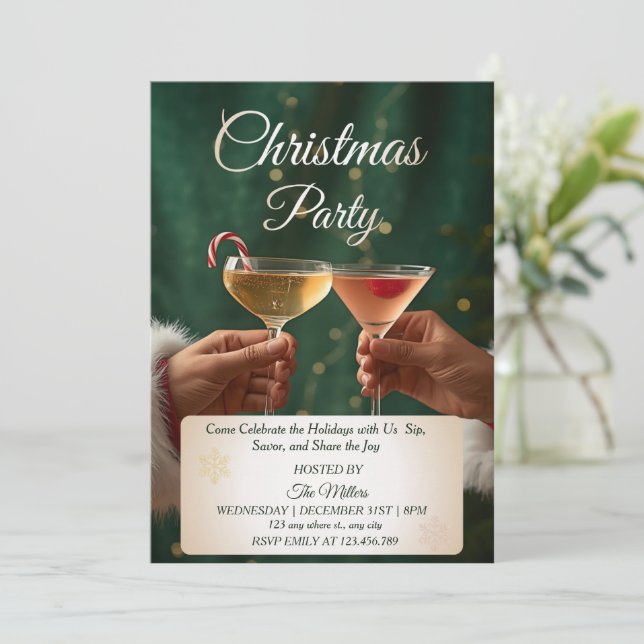 Invitation Fête de Cocktail de Noël Jingle And Mingle  (Debout devant)