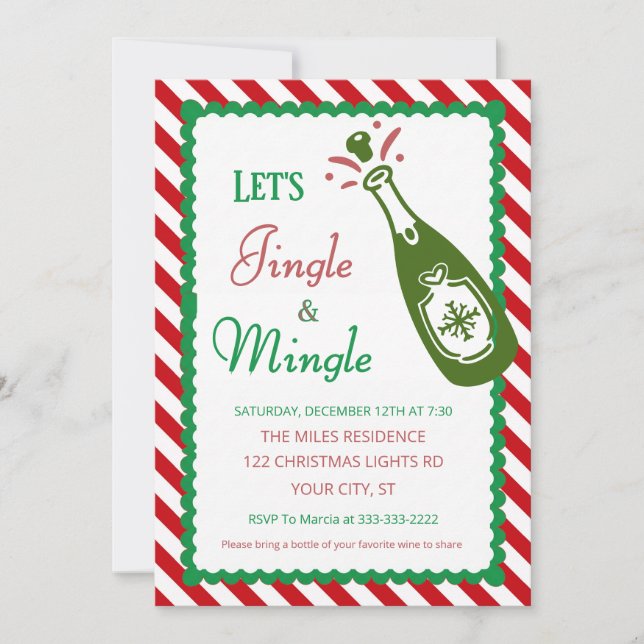 Invitation Fête de Cocktail de Noël Jingle et Mingle (Devant)