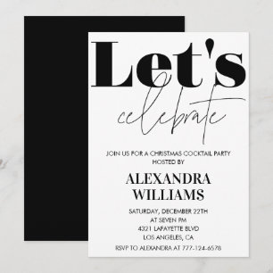 Invitation Fête de cocktail de Noël noir Célèbrons