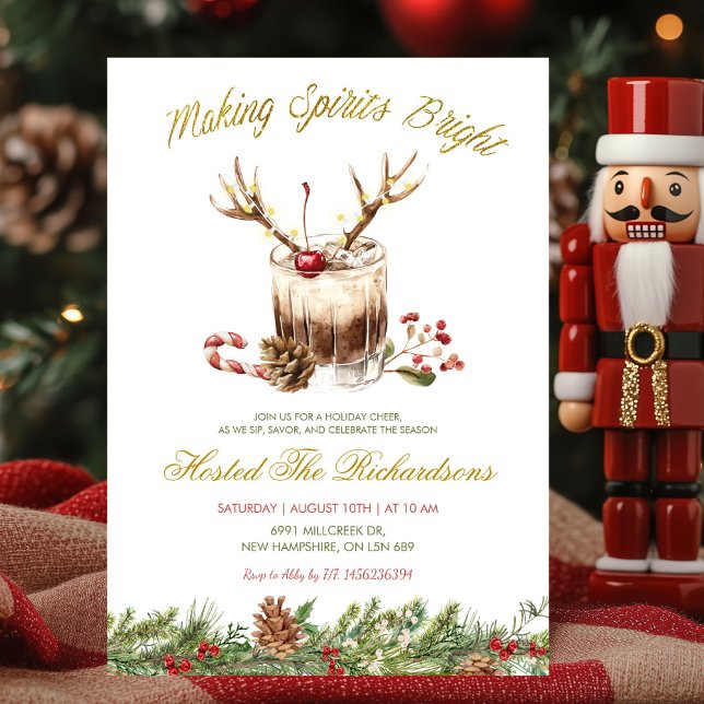 Invitation Fête de cocktail de Noël pour égayer les esprits (Créateur téléchargé)