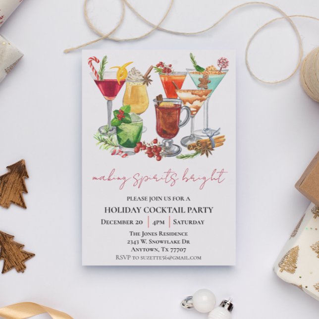 Invitation Fête de Cocktail de Noël pour Mettre les Esprits d (Créateur téléchargé)