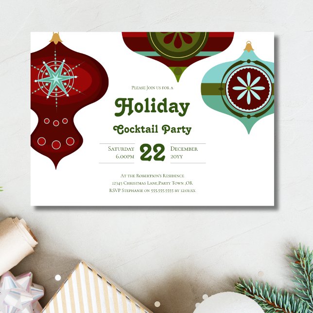 Invitation Fête de Cocktail de Noël Rétro du Milieu du Siècle (Créateur téléchargé)
