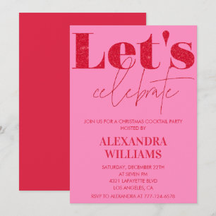 Invitation Fête de cocktail de Noël rose C'est parti