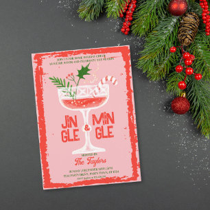 Invitation Fête de Cocktail de Noël Rustique Jingle et Mingle