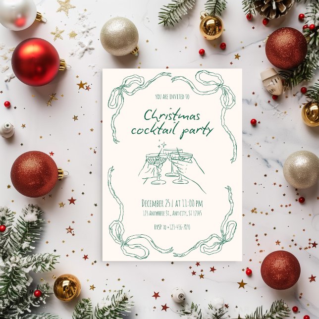 Invitation Fête de cocktail de Noël vintage (Créateur téléchargé)