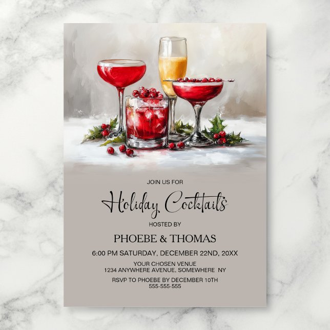 Invitation Fête de cocktail de vacances de Noël (Créateur téléchargé)