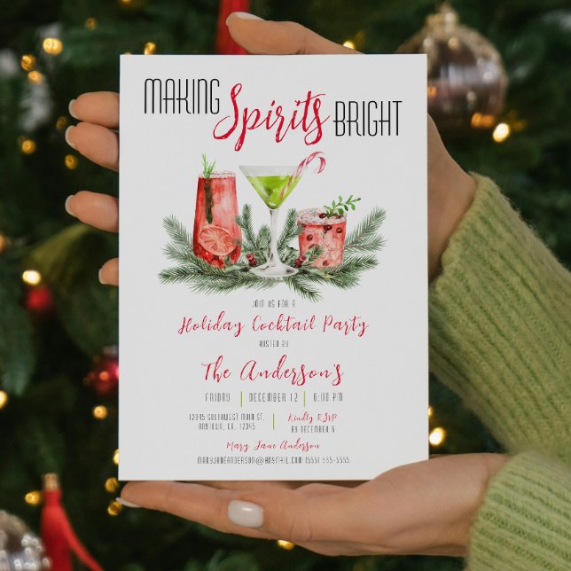 Invitation Fête de cocktail de vacances faisant briller les e (Créateur téléchargé)