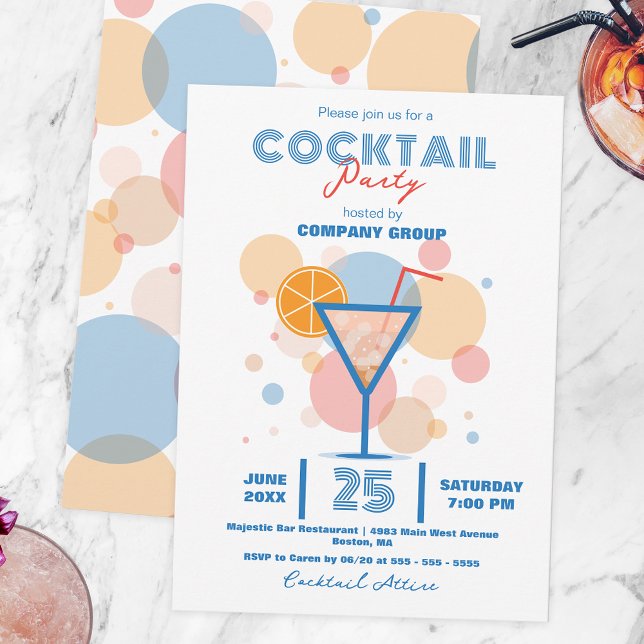 Invitation Fête de Cocktail d'Entreprise Pastel du Milieu du  (Créateur téléchargé)