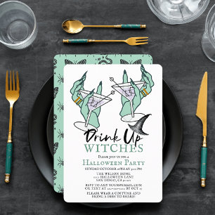 Invitation Fête de Cocktail d'Halloween des Sorcières, Buvez!