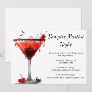 Invitation Fête de cocktail d'Halloween Martini Vampire