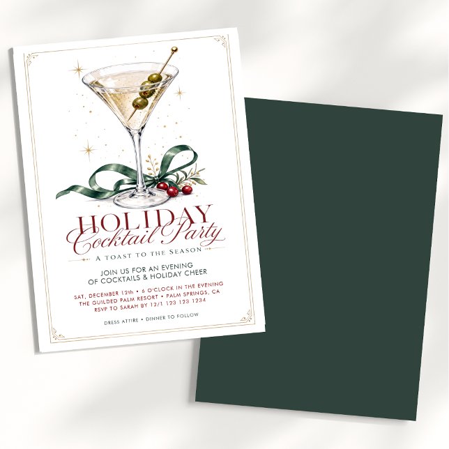 Invitation Fête de cocktail élégante de vacances (Créateur téléchargé)