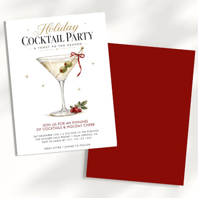 Invitation Fête de cocktail élégante de vacances (Créateur téléchargé)