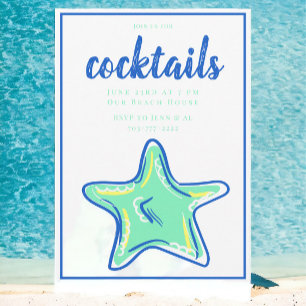 Invitation Fête de Cocktail Étoile de Mer Verte Prépa 