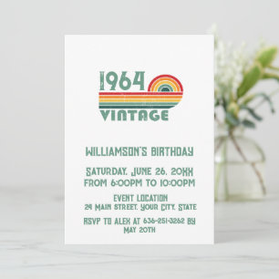 Invitation Fête de cocktail personnalisée pour 60 ans vintage