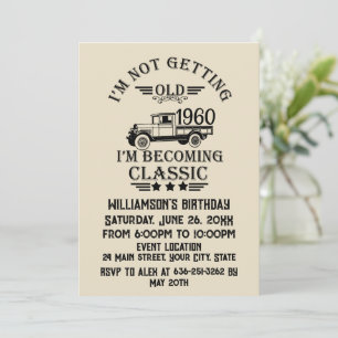 Invitation Fête de cocktail personnalisée pour 65 ans vintage